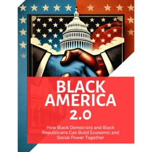 image of state capital with men shaking hands with american flag as backdrop